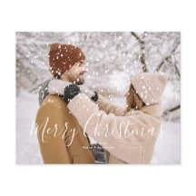 BUDGET Snow Overlay Photo Christmas Card