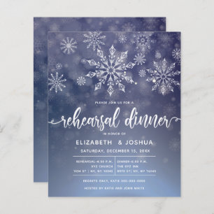 Budget Snow Winter rehearsal dinner Invitation