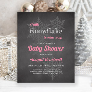 Budget Snowflake Chalkboard Pink Baby Shower