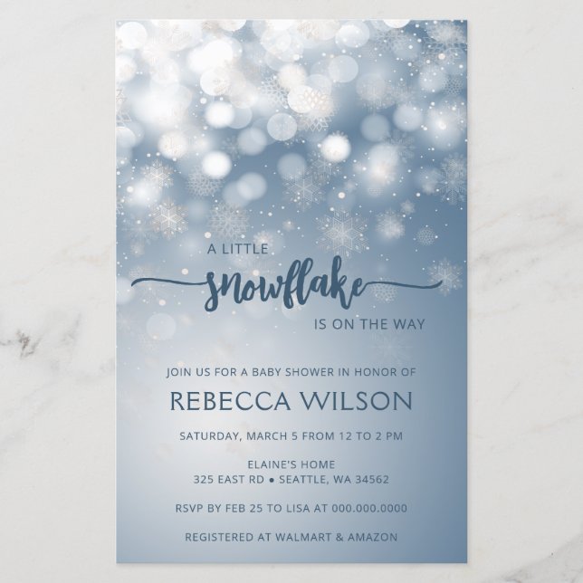 Budget Snowflake is On the Way Boy Baby Shower (Front)