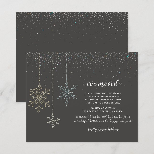 Budget Snowflakes Holiday Moving Announcement (Front/Back)