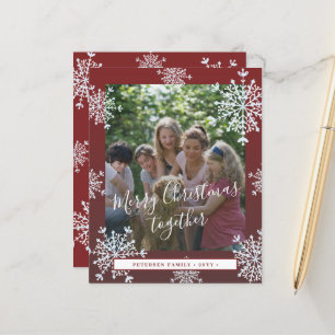 Budget snowflakes photo Christmas red holiday card
