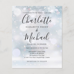 Budget Snowflakes Winter Wedding Invitation