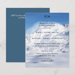 Budget Snowy Mountain Alps Skiing Wedding Invites