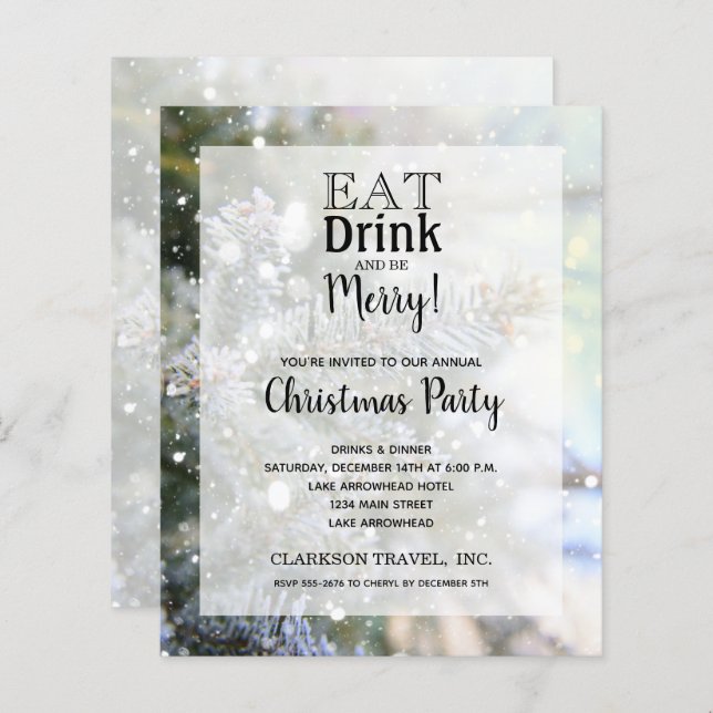 Budget Snowy Pines Christmas Holiday Invitations (Front/Back)