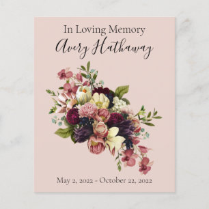 BUDGET Soft Florals Funeral Memorial Program