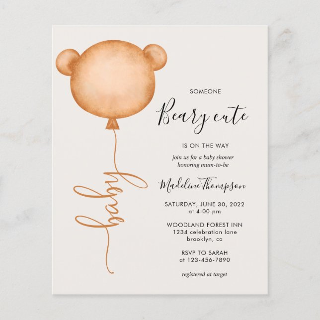 Budget Someone Beary Cute Baby Shower Invitation (Front)