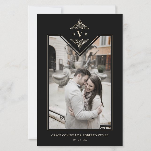 Budget Sophisticate Black Flourish Golden Initials (Front)