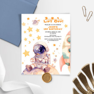 Budget Space & Astronaut Kids Birthday Invitation