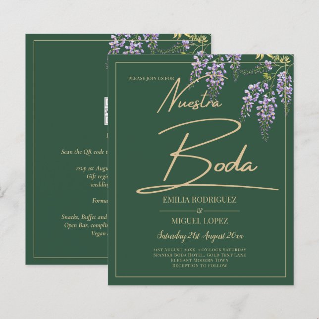 BUDGET Spanish All-in1 WISTERIA Gold Green BODA (Front/Back)