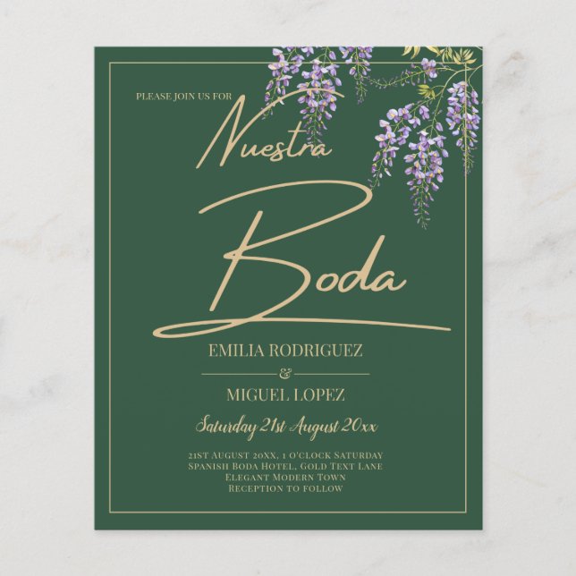 BUDGET Spanish All-in1 WISTERIA Gold Green BODA Fl Flyer (Front)