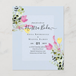 Budget Spanish BODA invitations Pink Floral Flyer
