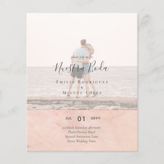 Budget SPANISH PHOTO BODA Engagement Save Date Inv Flyer (Front)