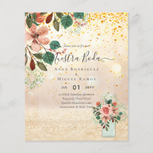 budget Spanish Wedding Invitacions Burgundy Floral