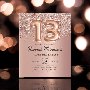 Budget Sparkle 13th Birthday Rose Gold Party Flyer