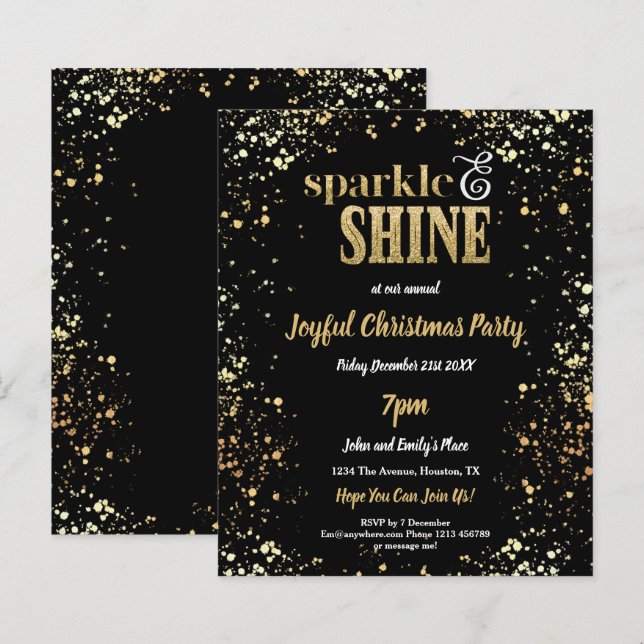 Budget Sparkle Shine Gold Black Christmas Party (Front/Back)