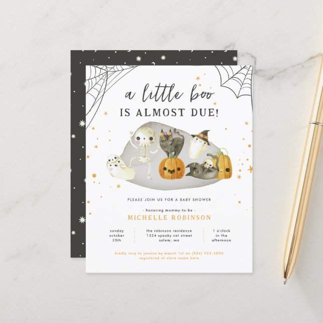 Budget Spooky Little Boo Halloween Baby Shower (Front/Back In Situ)