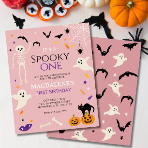 Budget Spooky One 1st Halloween Birthday Pink