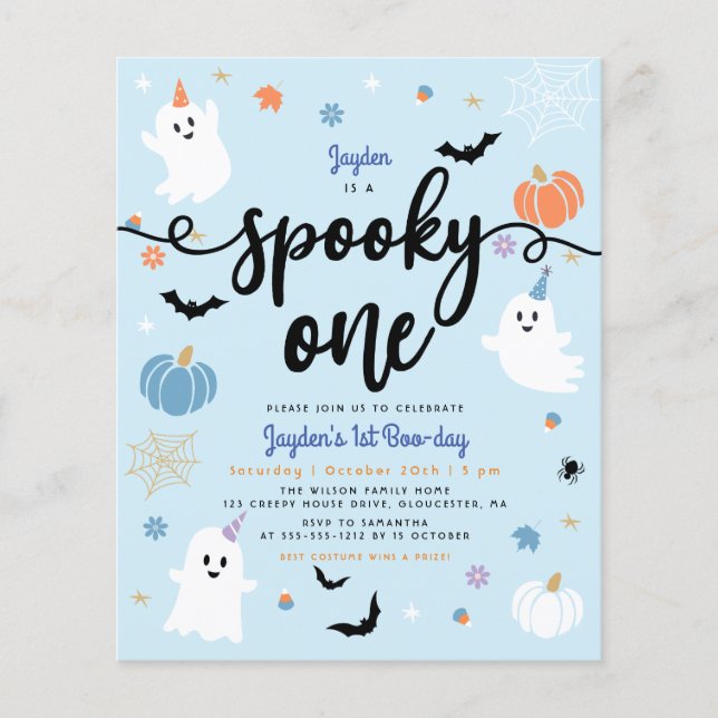Budget Spooky One Ghost Halloween First Birthday (Front)