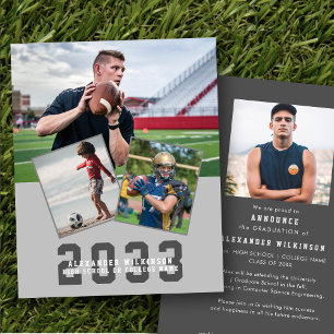 Budget Sporty Guy Modern 4 Photo Grad Announcement