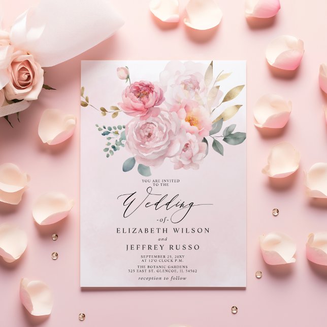 Budget Spring Blush Floral Wedding Invitations (Budget Spring Blush Floral Wedding Invitations)