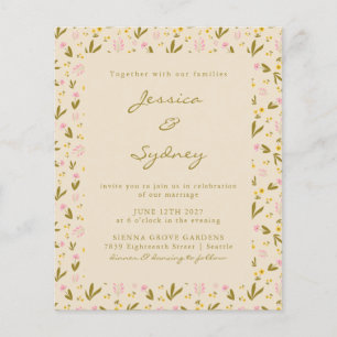 Budget Spring Flowers Botanical Wedding Invitation