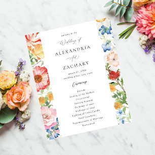 Budget Spring Multi Colour Florals Wedding Ceremon Flyer