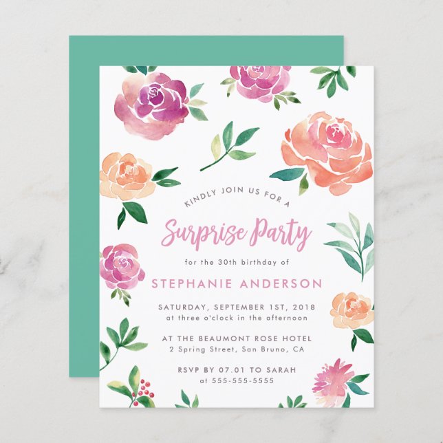 Budget Spring Rose Surprise Birthday Party (Front/Back)
