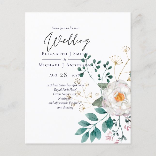 BUDGET Spring Wildflowers Barn Garden Wedding Flyer (Front)
