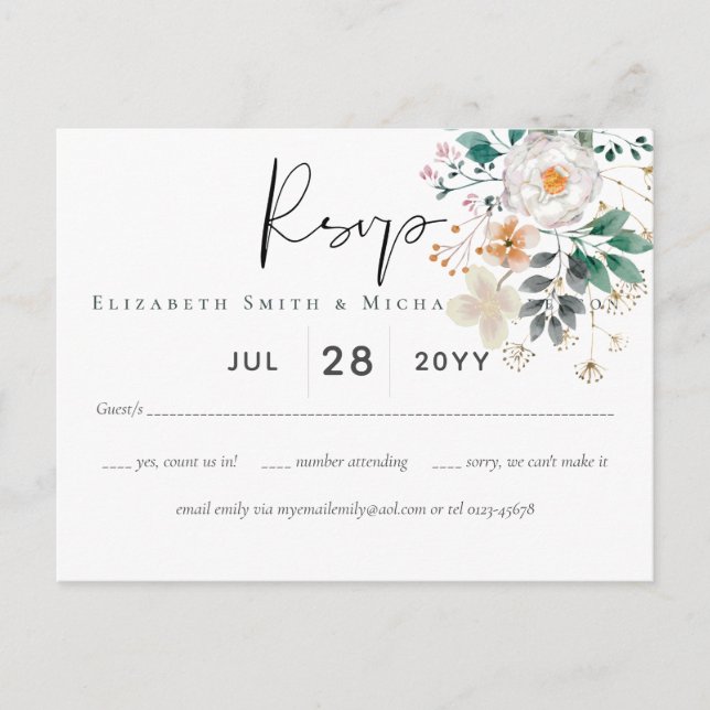 BUDGET Spring Wildflowers Barn Garden Wedding Postcard (Front)