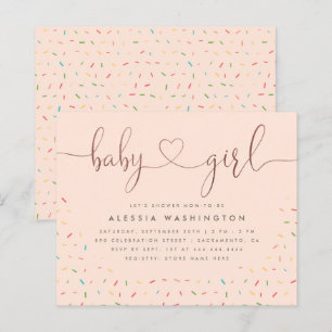 Budget Sprinkle Rose Gold Script Girl Baby Shower