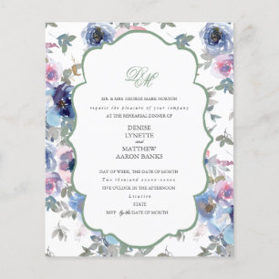 Budget Spun Sugar Blue & Basil Green Invitation