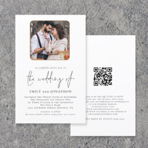 Budget Square Photo QR Code Wedding Invitation