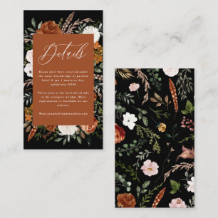 Budget Stag rust black floral wedding details Encl Enclosure Card