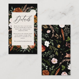 Budget Stag rust black floral wedding details Encl Enclosure Card