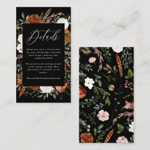 Budget Stag rust black floral wedding details Enclosure Card