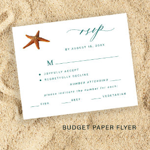 Budget starfish aqua teal menu choice wedding rsvp