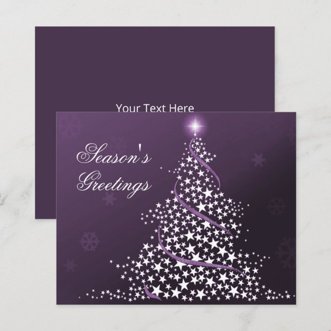 Budget Starry Christmas Tree Purple Holiday Card (Front/Back)