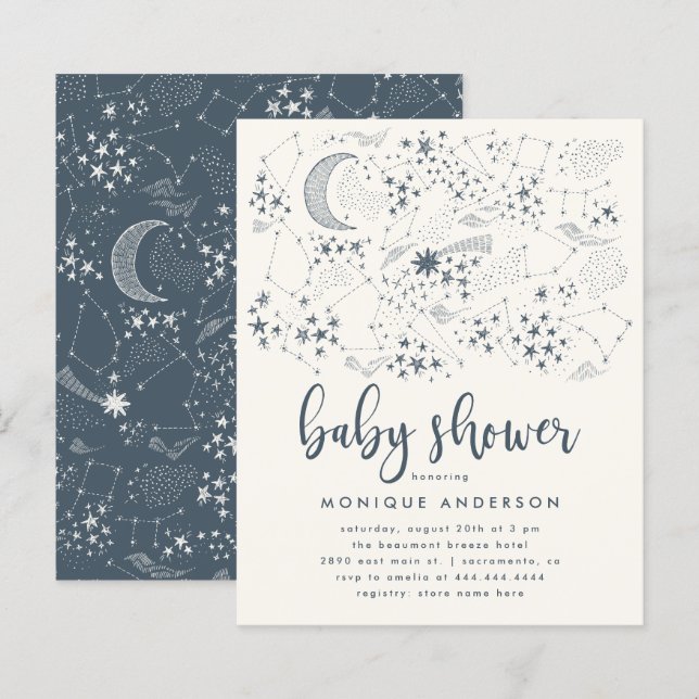Budget Starry Night Constellation Baby Shower (Front/Back)