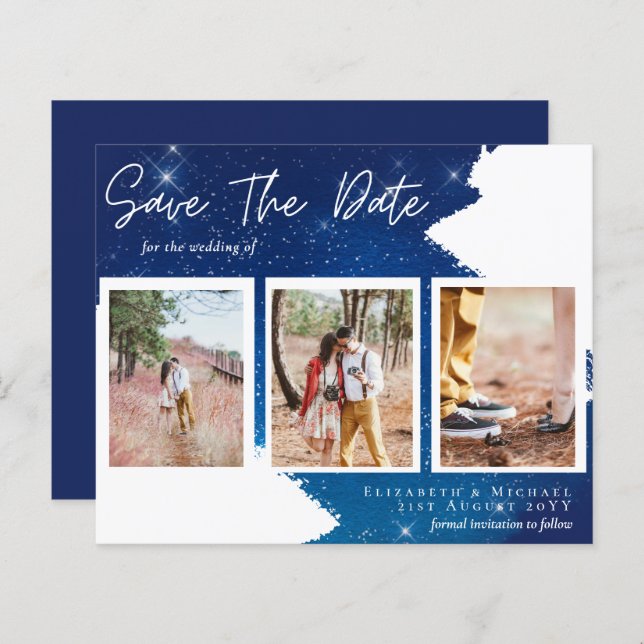 BUDGET Starry Night Engagement Photo SAVE DATE  (Front/Back)