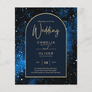 BUDGET Starry Night Navy Blue Gold Wedding INVITE Flyer