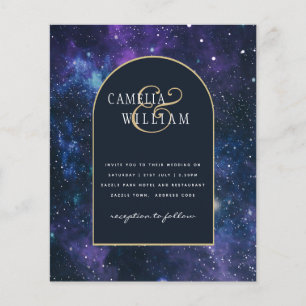 BUDGET Starry Night Purple Blue Wedding INVITE Flyer