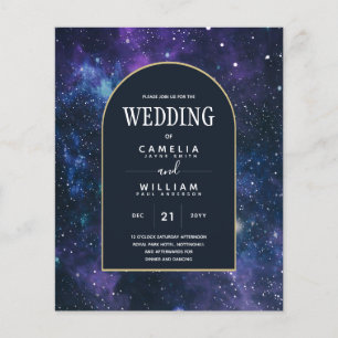 BUDGET Starry Night Purple Blue Wedding INVITE Flyer