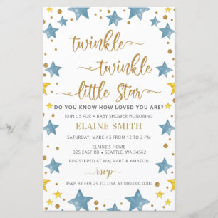 Budget Stars Blue Boy Baby Shower  Invitation
