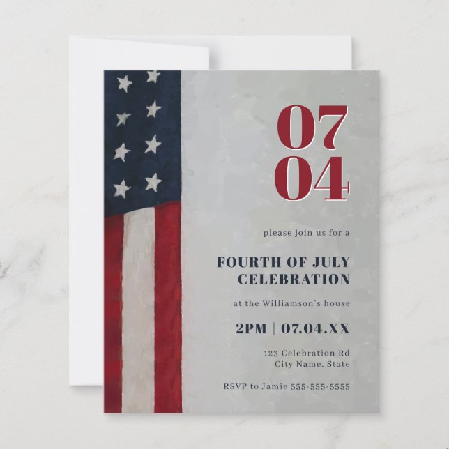 Budget Stars & Stripes Flag 4th July Invitation (Front)