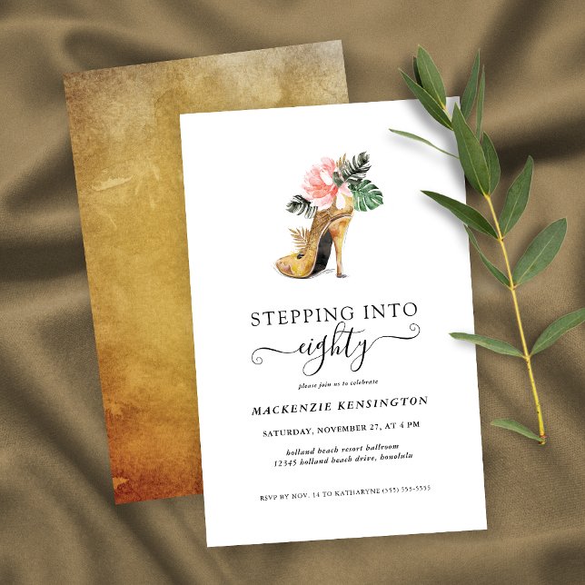 Budget Stepping Into 80 Floral Gold Heels Birthday (Creator Uploaded)