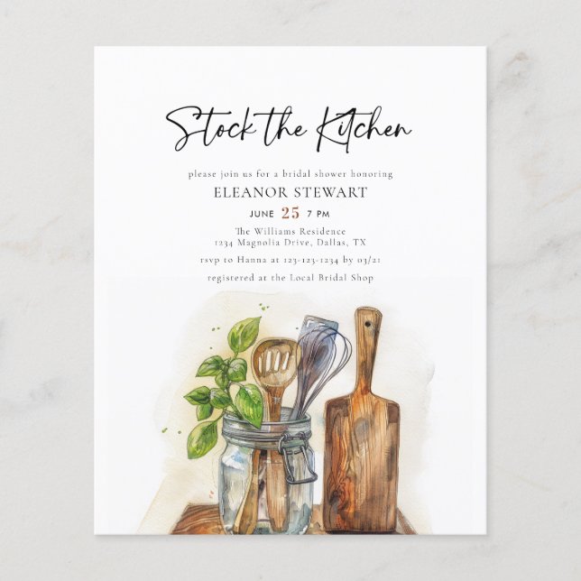 Budget Stock The Kitchen Bridal Shower Invitation (Front)