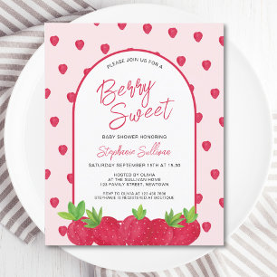Budget Strawberry Berry Sweet Baby Shower Invite