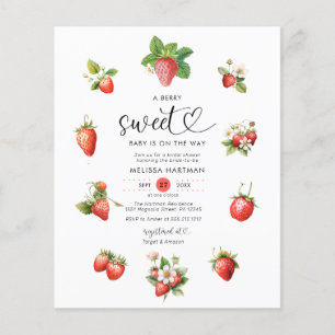 Budget Strawberry Berry Sweet Baby Shower Invites Flyer