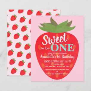 Budget Strawberry Kids First Birthday Invite